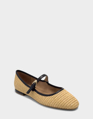 Women's Casual Flat in Natural/Black Basket Raffia