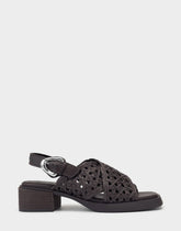 Demi Sandal In Dark Brown Crochet Raffia