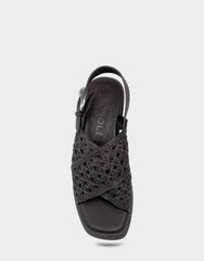 Demi Sandal In Dark Brown Crochet Raffia