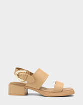 Women's Heeled Sandal in Beige Bisque Faux Soft Leather