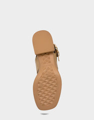 Women's Heeled Sandal in Beige Bisque Faux Soft Leather