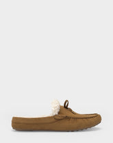 Women's Loafer Mule in Tobacco Faux Suede/Shearling