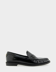 Sienna Black Crinkled Patent Faux Leather Lightweight Flexible Tailored Weejun Loafer
