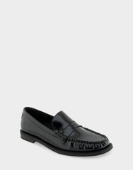 Sienna Black Crinkled Patent Faux Leather Lightweight Flexible Tailored Weejun Loafer