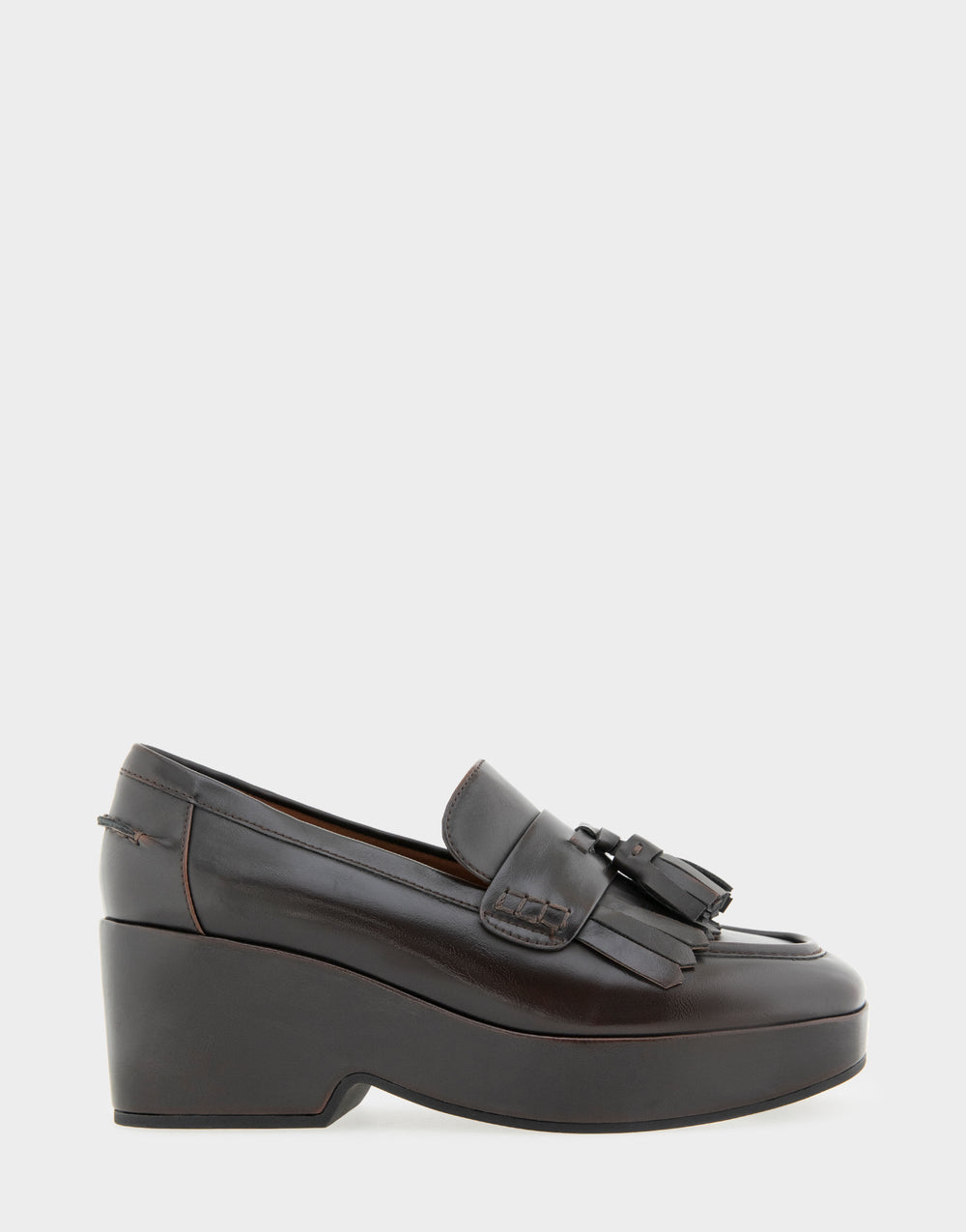 Women's Flatform Loafer in Dark Tan Faux Leather