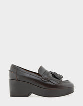 Women's Flatform Loafer in Dark Tan Faux Leather