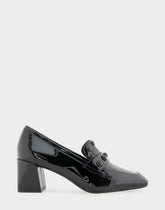 Women's Heeled Loafer in Black Patent