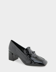 Women's Heeled Loafer in Black Patent