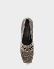 Women's Heeled Loafer in Leopard Print Faux Leather