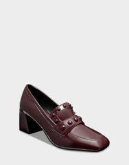 Women's Heeled Loafer in Merlot Crinkle Patent