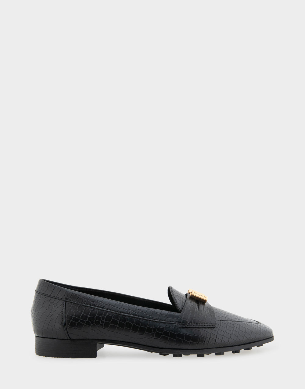 Women's Tailored Loafer in Black Embossed Croco
