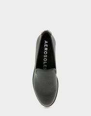 Women's Tailored Loafer in Black Faux Leather