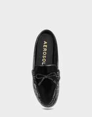 Women's Loafer Mule in Black Crinkle Patent