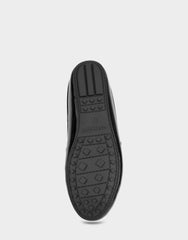 Women's Loafer Mule in Black Crinkle Patent