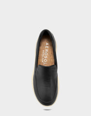 Women's Casual Loafer in Black Faux Soft Leather