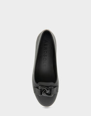 Women's Ballet Flat in Black Faux Leather