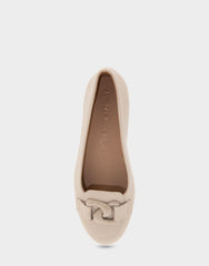 Women's Ballet Flat in Stone Faux Leather