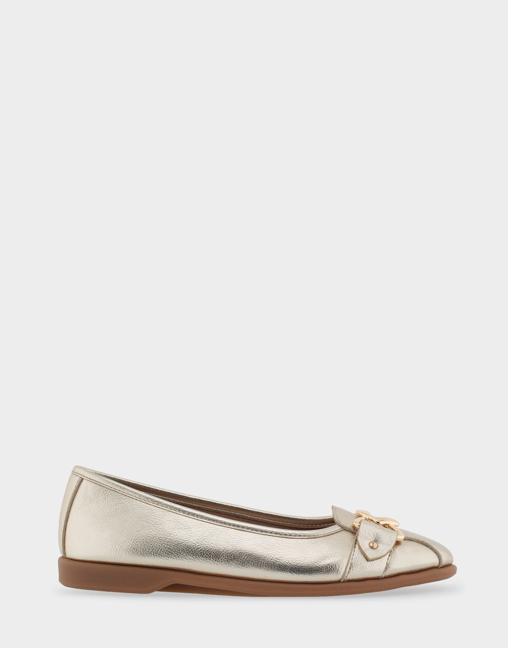 Bia Soft Gold Faux Leather Ornamented Flat
