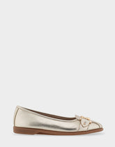 Bia Soft Gold Faux Leather Ornamented Flat