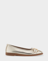 Bia Soft Gold Faux Leather Ornamented Flat