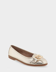 Bia Soft Gold Faux Leather Ornamented Flat