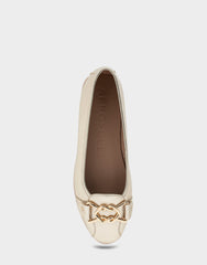 Bia Soft Gold Faux Leather Ornamented Flat
