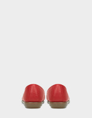 Big Bet Red Faux Leather Ballet Flat with Gold Hardware