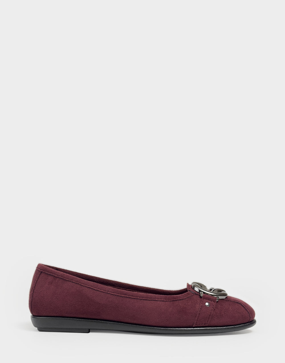 Big Bet Fig Faux Suede Ballet Flat with Gold Hardware