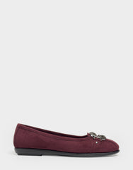 Big Bet Fig Faux Suede Ballet Flat with Gold Hardware