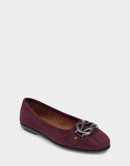 Big Bet Fig Faux Suede Ballet Flat with Gold Hardware
