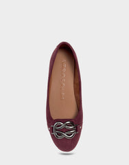 Big Bet Fig Faux Suede Ballet Flat with Gold Hardware