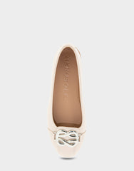Big Bet Stone Patent Faux Leather Ballet Flat with Gold Hardware