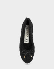 Women's Ballet Flat in Black Faux Shearling