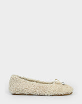 Women's Ballet Flat in Natural Faux Shearling