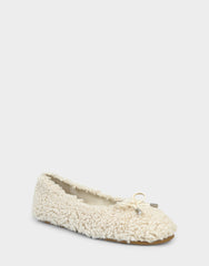 Women's Ballet Flat in Natural Faux Shearling