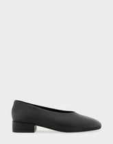 Women's Square Toe Flat in Black Leather