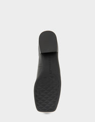 Women's Square Toe Flat in Black Leather