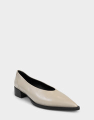 Women's Tailored Flat in Stone Leather
