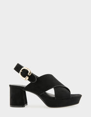 Women's Platform Sandal in Black Suede