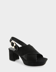 Women's Platform Sandal in Black Suede