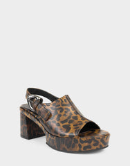 Women's Platform Sandal in Leopard Print Faux Leather