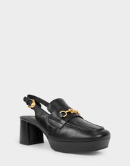 Women's Slingback Platform in Black Leather