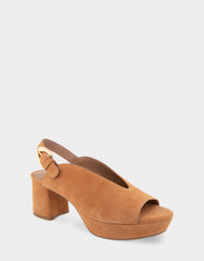 Cornelia Tan Suede Peep Toe Platform Sandal