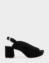 Cornelia Black Suede Peep Toe Platform Sandal