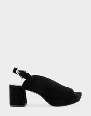Cornelia Black Suede Peep Toe Platform Sandal
