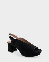 Cornelia Black Suede Peep Toe Platform Sandal