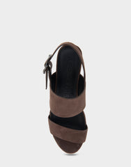 Comfortable Women's Platform Sandal in Brown Genuine Suede