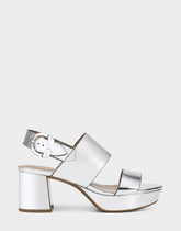 Comfortable Women's Platform Sandal in Silver Metallic Faux Leather
