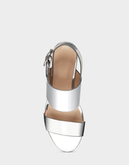 Comfortable Women's Platform Sandal in Silver Metallic Faux Leather