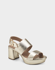 Comfortable Women's Platform Sandal in Gold Metallic Leather